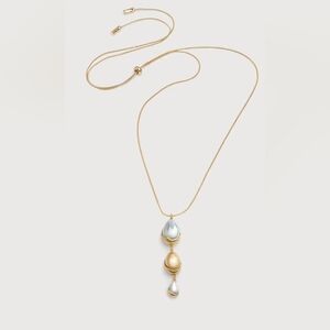 SAACHI Triplicity Orb Drop Matte Gold Necklace With Adjustable Back NWT$78